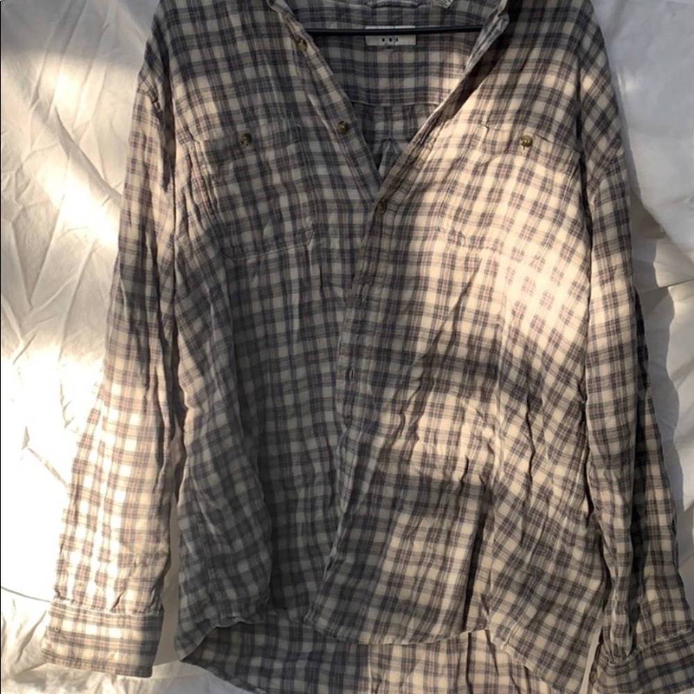 UO upcycled button down flannel
